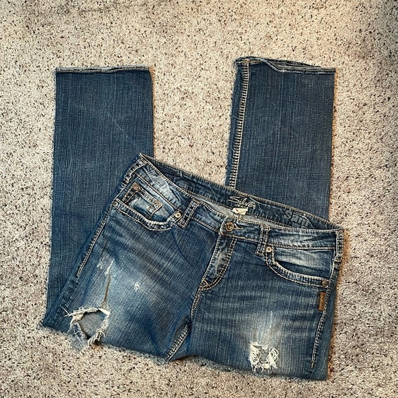 Silver Jeans Men Sam Ripped Blue Jean Size W32/L28 - Picture 1 of 8